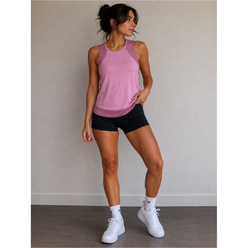 Avia Womens Active Tank Top Sleeveless Athletic Workout Mauve Colorblock